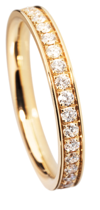 Pavé-Ehering aus 750er Gelbgold